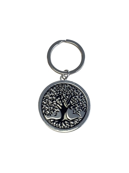 Porte-clef métal argenté Arbre de vie 2