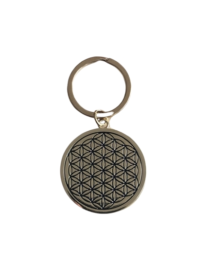 Porte-clef métal doré Fleur de vie 2