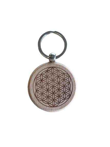 Porte-clef bois Fleur de vie 2