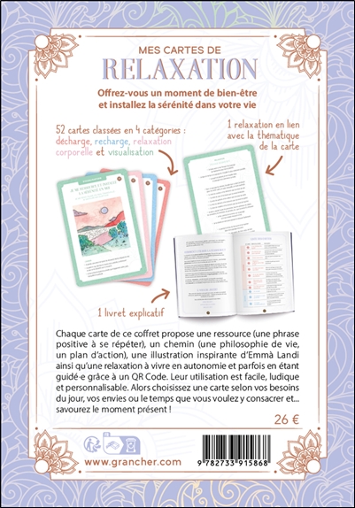 Mes cartes de relaxation - 52 illustrées pour une détente physique, émotionnelle et mentale - Coffret 2