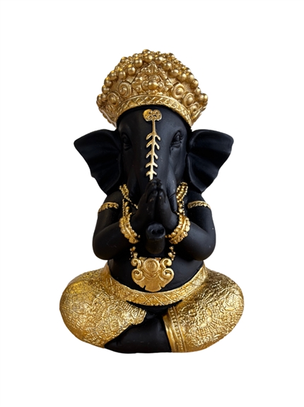 Statuette Ganesh en Prière 17 cm en Résine - Doré 2