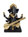 Statuette Ganesh avec Sitar 24 cm en Résine - Doré 2