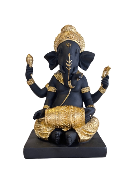 Statuette Ganesh avec Dholak 24,5 cm en Résine - Doré 2