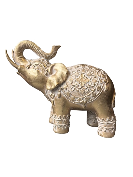 Statuette Eléphant Trompe en l'air 16,8 cm en Résine - Doré 2