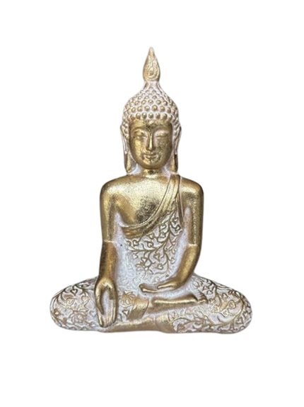 Statuette Bouddha Assis 11,5 cm - Résine - Doré 2