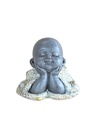 Statuette Moine Allongé 8,5 cm - Résine - Gris 2