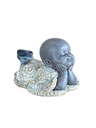 Statuette Moine Allongé 8,5 cm - Résine - Gris 3