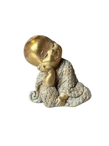 Statuette Moine Souriant 7 cm - Résine - Doré 2