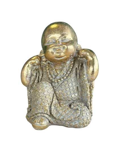 Statuette Moine de la Sagesse - N'entends pas - 9,5 cm - Résine - Doré 2
