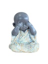 Statuette Moine de la Sagesse - Ne vois pas - 10 cm - Résine - Gris 2