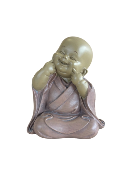 Statuette Moine Rieur 10 cm - Résine - Rouge 2