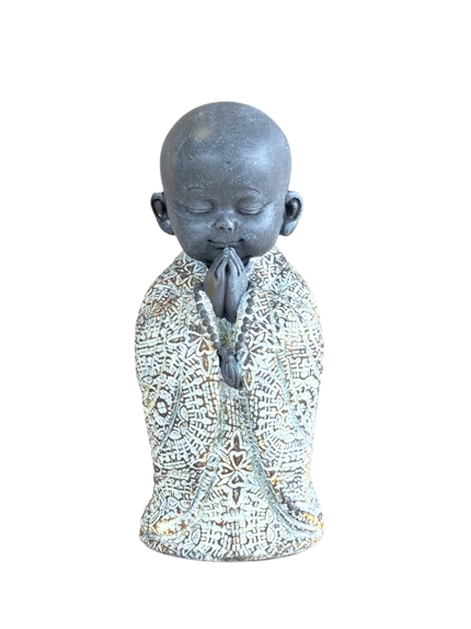 Statuette Moine en Prière 13 cm - Résine - Gris 2