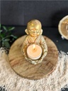 Porte-bougie Moine en Lotus 12,5 cm - Résine - Doré 2