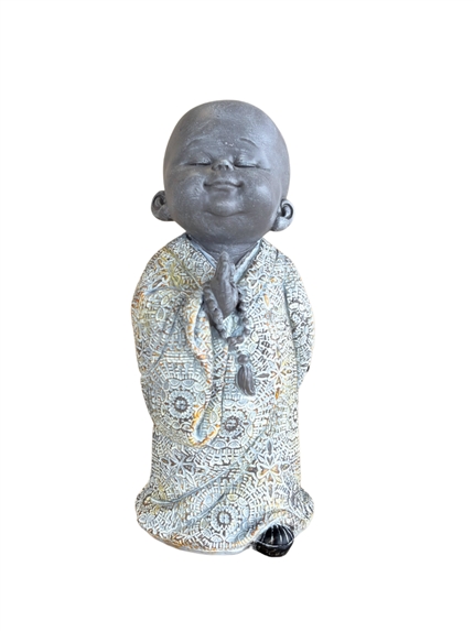 Statuette Moine Debout 16,5 cm - Résine - Gris 2