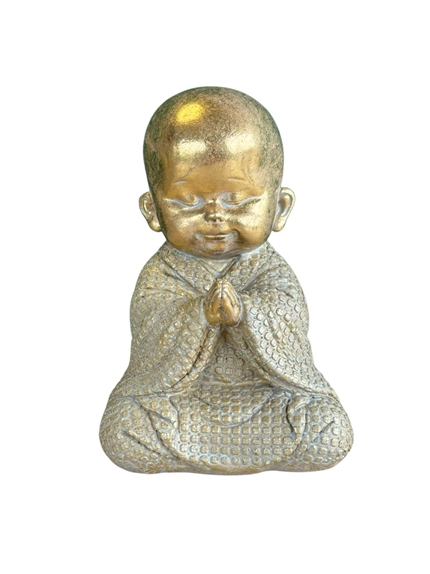 Statuette Moine en Prière 14 cm - Résine - Doré 2