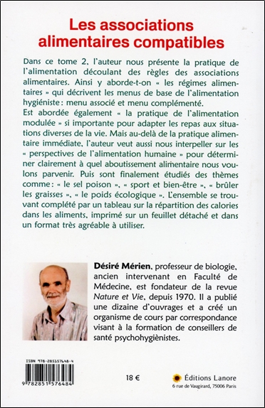 Les associations alimentaires compatibles Tome 2 - Menus et recettes de l'alimentation raisonnée 2