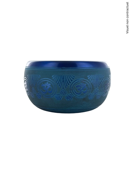 Bol Chantant Tibétain Aluminium Bleu Om env 14 cm 2