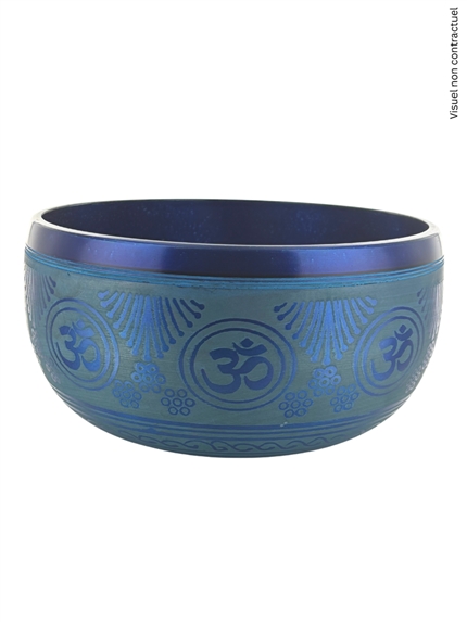 Bol Chantant Tibétain Aluminium Bleu Om env 25 cm 2