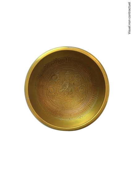 Bol Chantant Tibétain Aluminium Vert Bouddha env 14 cm 3