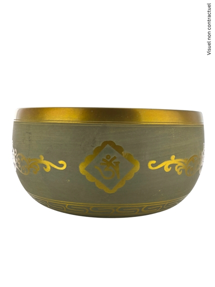 Bol Chantant Tibétain Aluminium Vert Bouddha env 25 cm 2