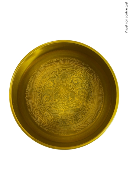 Bol Chantant Tibétain Aluminium Vert Bouddha env 25 cm 3
