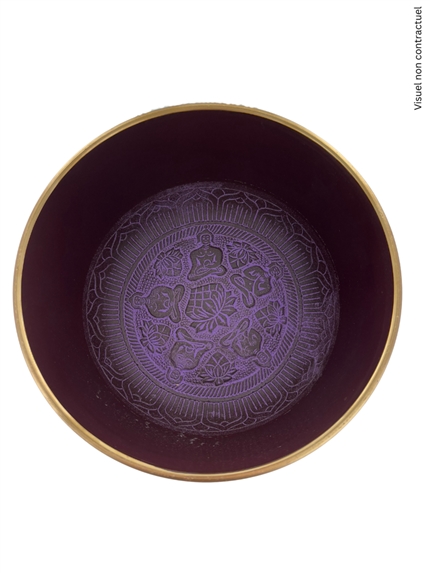Bol Chantant Tibétain Aluminium Violet Om Katora env 20 cm 3