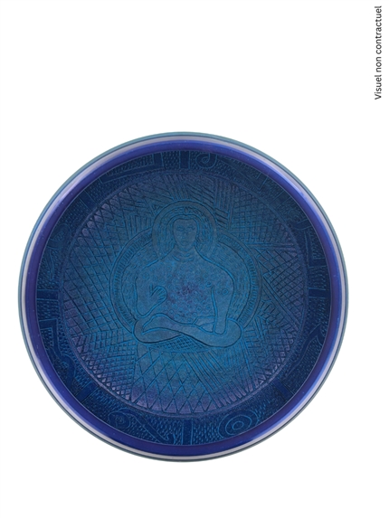 Bol Chantant Tibétain Aluminium Bleu Om env 20 cm 3
