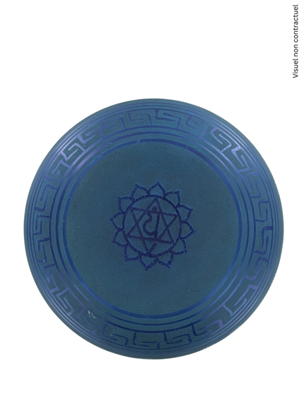 Bol Chantant Tibétain Aluminium Bleu Om env 20 cm 4
