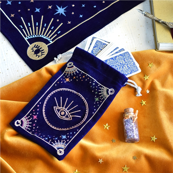 Bourse pour cartes de Tarot Bleue Message à l'univers 5