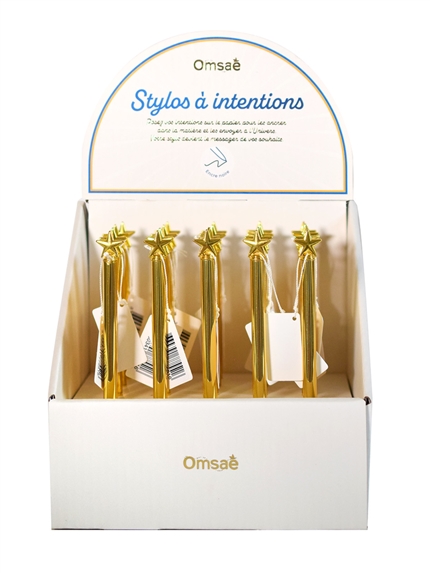 Présentoir de 20 Stylos Etoiles Dorés 5