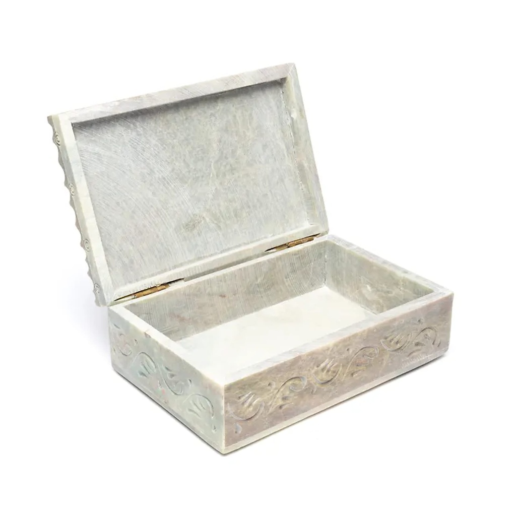 Boîte tarot ou à bijoux Lotus stéatite -- 15x10 cm 0