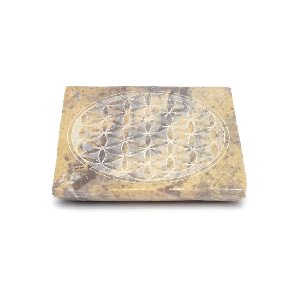 Brûle-encens Fleur de Vie stéatite -- 10x10 cm 0
