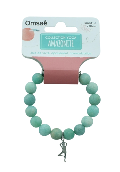 Bracelet Amazonite Perles rondes 10 mm Breloque Yoga Arbre 2