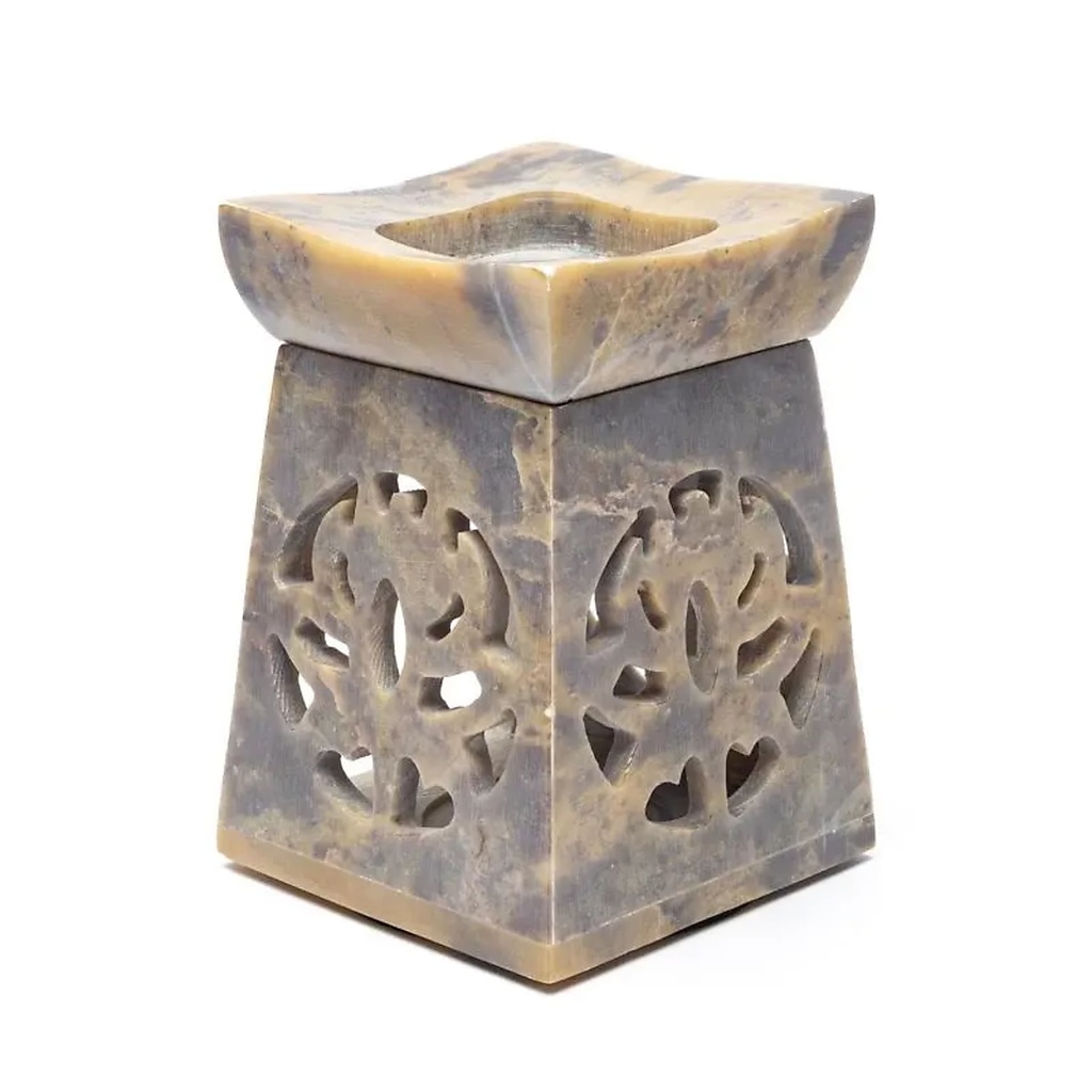 Brûleur d’huile Lotus stéatite claire -- 11x8 cm 1