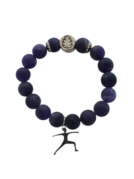 Bracelet Améthyste Perles rondes 10 mm Breloque Yoga Guerrier 1
