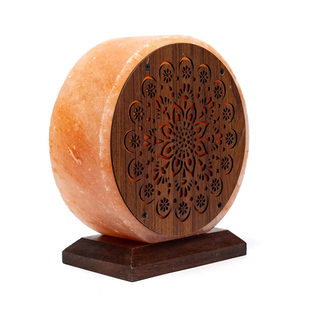 Lampe en sel Mandala avec câble et ampoule -- ±22x19x10 cm 0