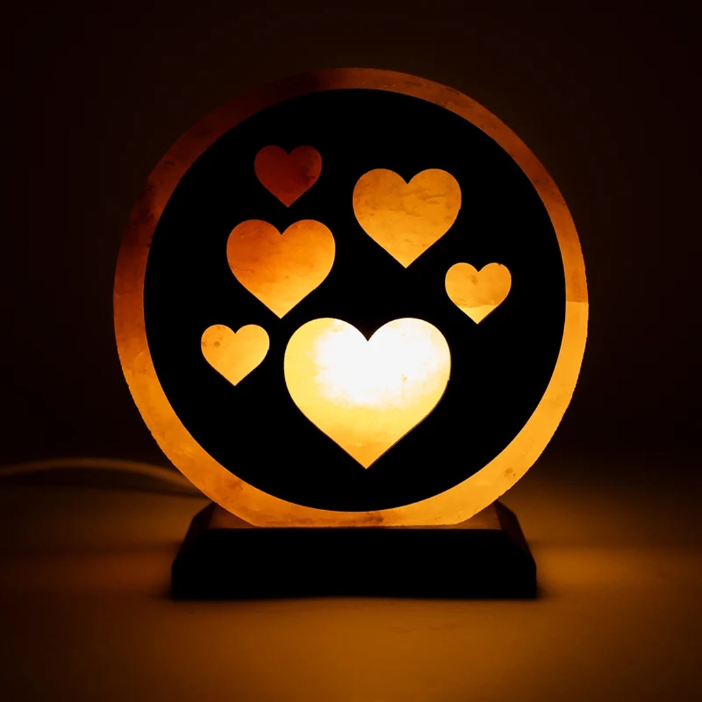 Lampe en sel cœurs avec câble et ampoule -- ±22x19x10 cm 0