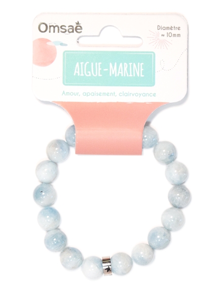 Bracelet Aigue-Marine Perles rondes 10 mm 2