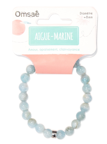 Bracelet Aigue-Marine Perles rondes 8 mm 2