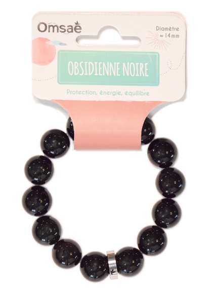 Bracelet Obsidienne Noire Perles rondes 14 mm 2
