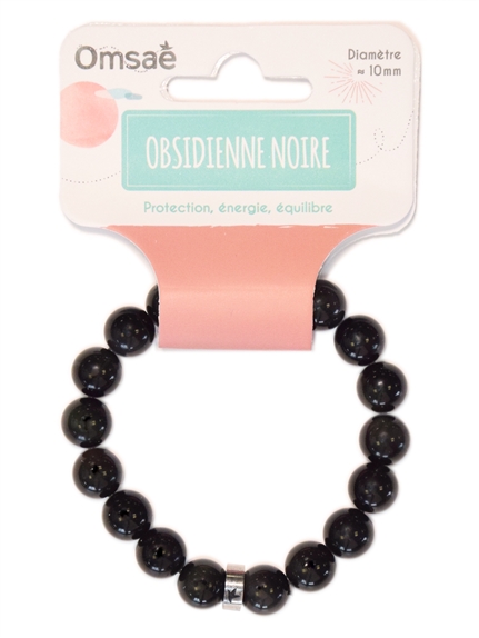 Bracelet Obsidienne Noire Perles rondes 10 mm 2