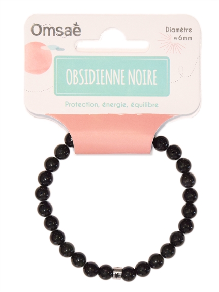 Bracelet Obsidienne Noire Perles rondes 6 mm 2