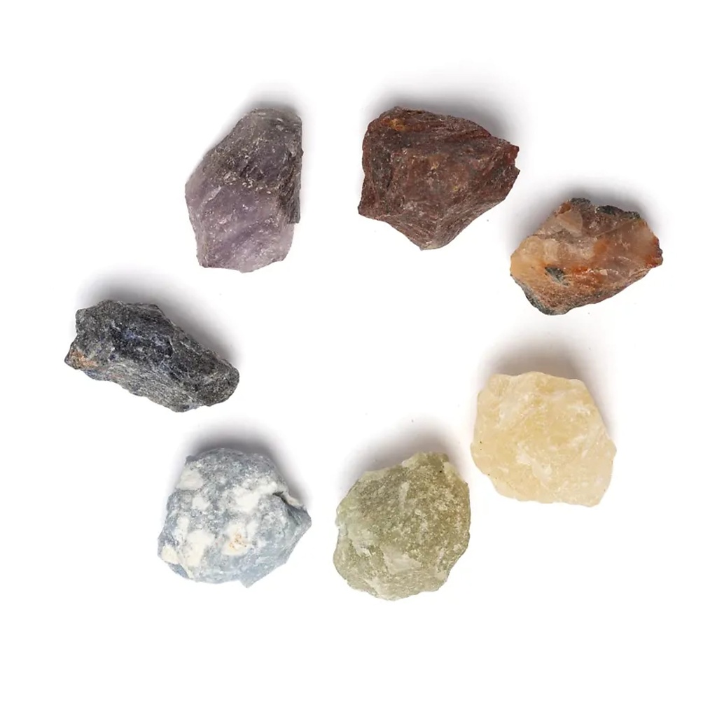 Set de 7 pierres des chakra dans un sac en coton -- 291g 0