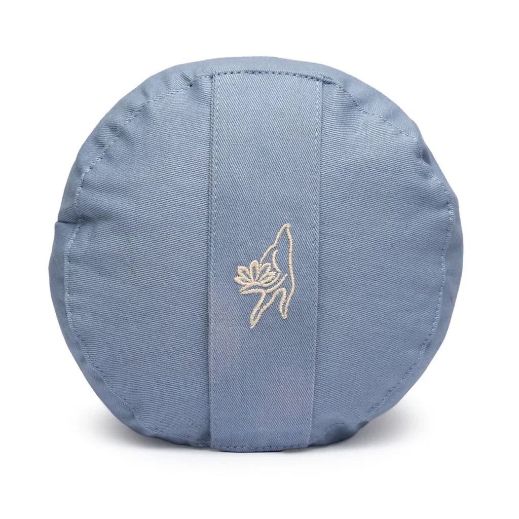 Coussin de méditation bolster bleu coton bio (OCS) -- 60x16 cm; 2300 g 0