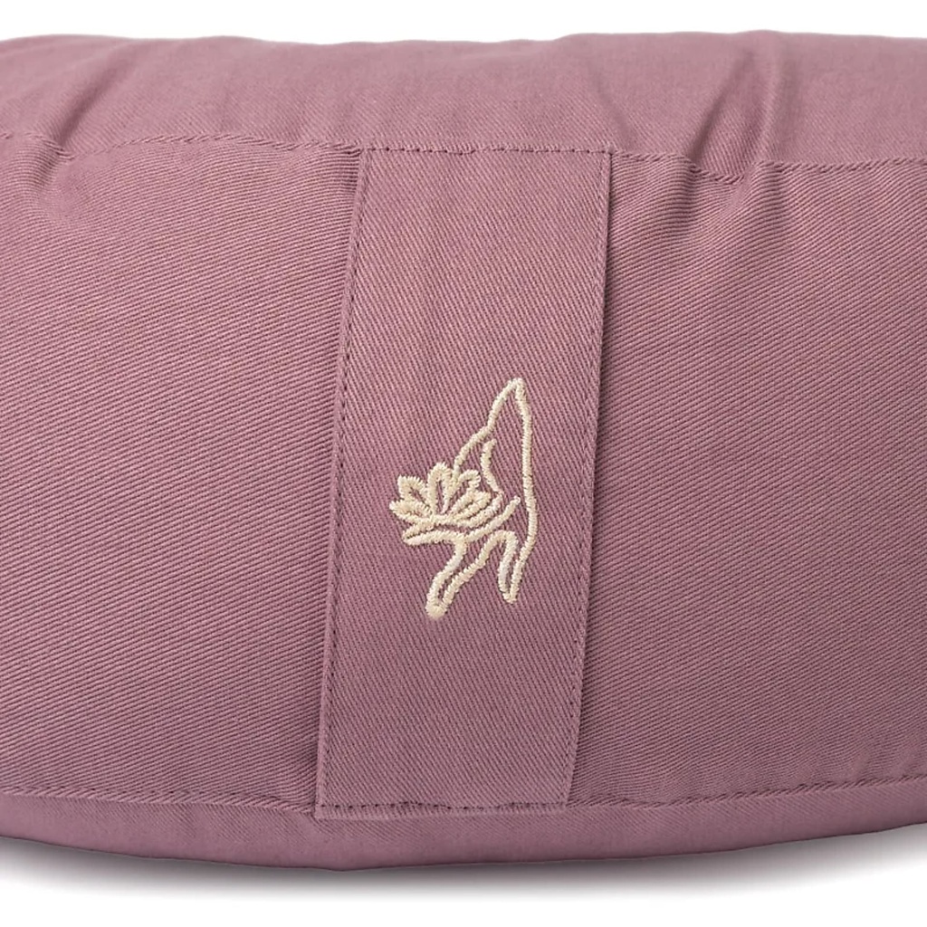 Coussin de méditation croissant lilas coton bio (OCS) -- 37x17x13 cm; 1008 g 0