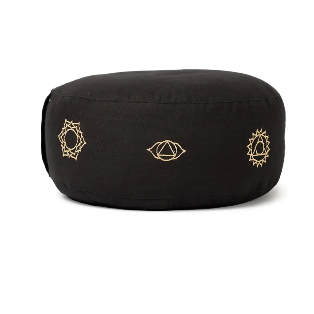 Coussin de méditation noir 7 chakras coton bio (OCS) -- 33x17 cm; ±2300 g 3