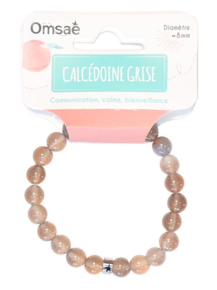 Bracelet Calcédoine Grise Perles Rondes 8 mm 2