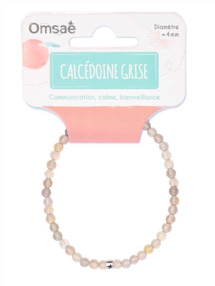 Bracelet Calcédoine Grise Perles Rondes 4 mm 2
