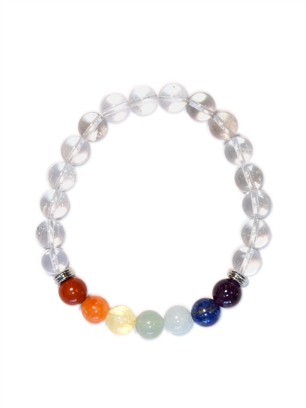 Bracelet 7 Chakras Cristal de Roche Perles rondes 8 mm 1