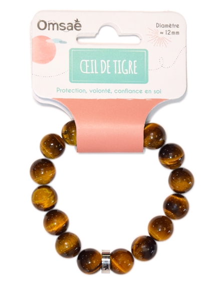 Bracelet Oeil de Tigre Perles rondes 12 mm 2